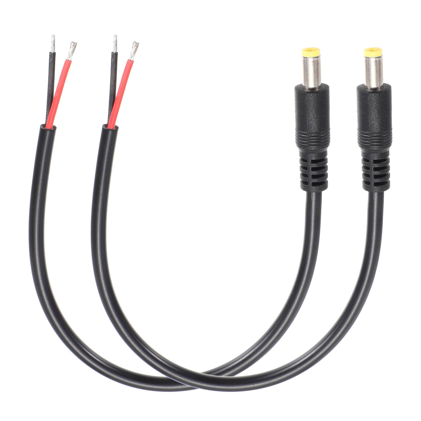 Front. Unique Bargains - 2pcs DC Power Pigtails Cable, 5.5x2.5mm Male to Bare Wire, for PC, Laptop, Toys, Cellphone, Electronic Device - Black.