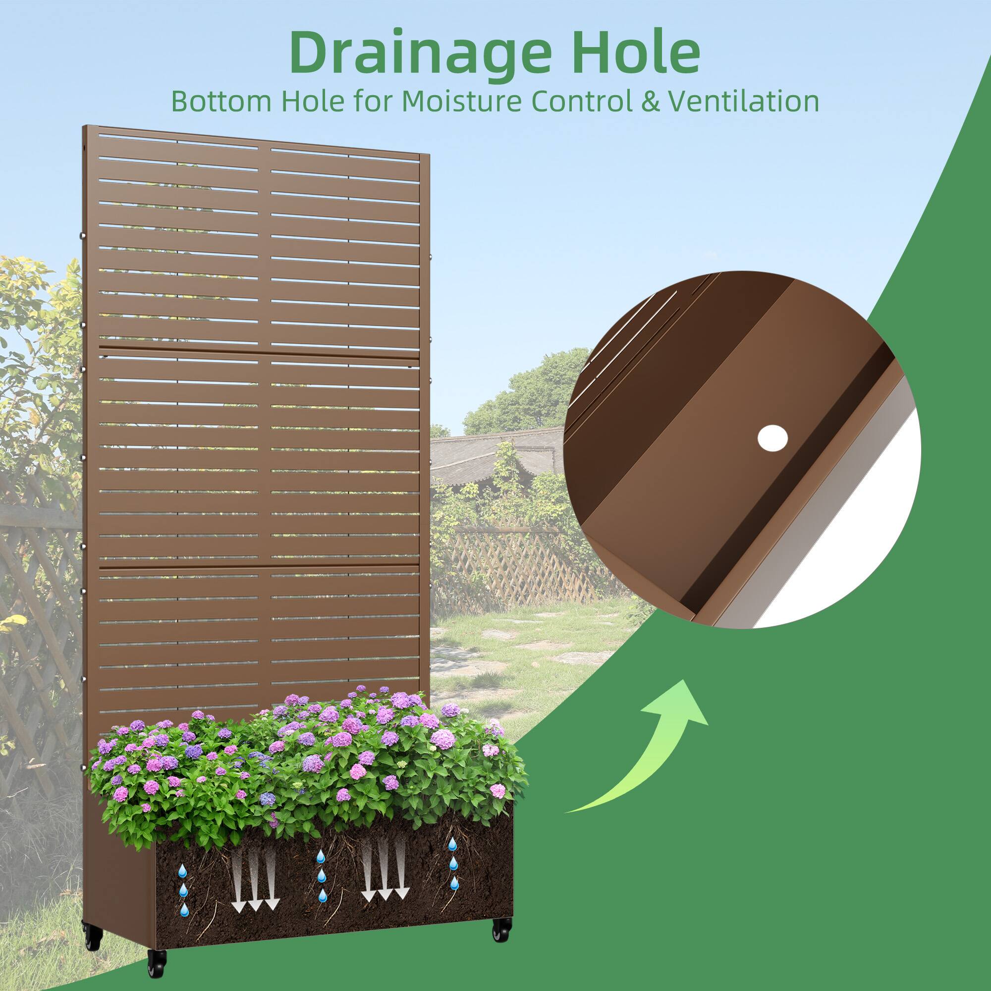 Drainage Hole  
Bottom Hole for Moisture Control & Ventilation