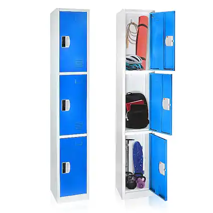 Front. AdirOffice - Storage Locker 629-Series 72" H 3-Tier Steel Compartment Digital Lock Locker - Blue.
