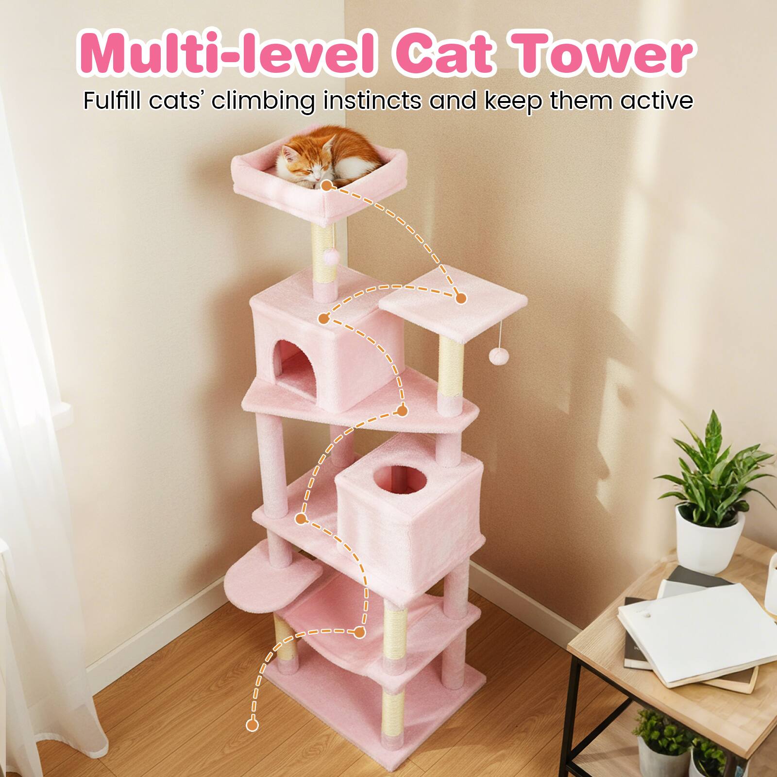 Multi-level Cat Tower  
Fulfill cats' climbing instincts and keep them active