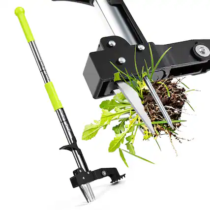 Front. Steelite - Steelite 4-Claw Stand Up Weed Puller Tool, Heavy Duty Weeder with 39" Long Handle & Quick-Release Ejector for Lawn - Green.