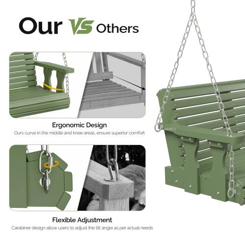 Our VS Others

Ergonomic Design  
Ours curve in the middle and knee areas, ensuring superior comfort.

Flexible Adjustment  
Carabiner design allows users to adjust the tilt angle as per actual needs.