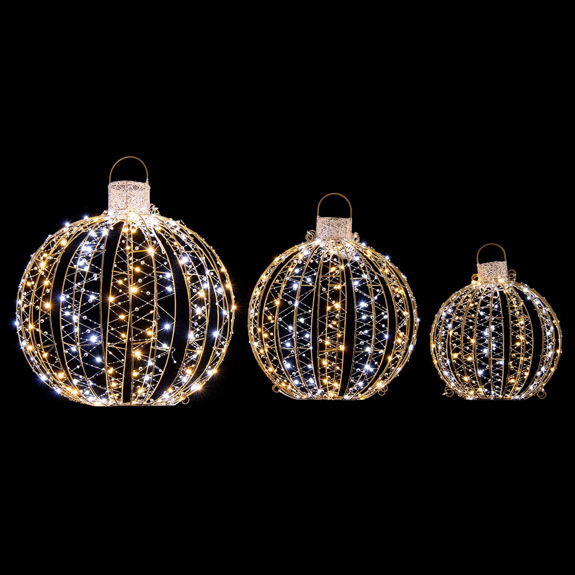 Alt View 20. Costway - 3 Pack Christmas LED Light Balls Outdoor Hanging Light Spheres w/360 Lights - Gold.