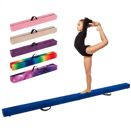 Front. Gymax - Gymax 9 FT Folding Balance Beam w/ Solid Wood Base & Anti-slip Bottom for Kids Teens Blue - Magic Star.