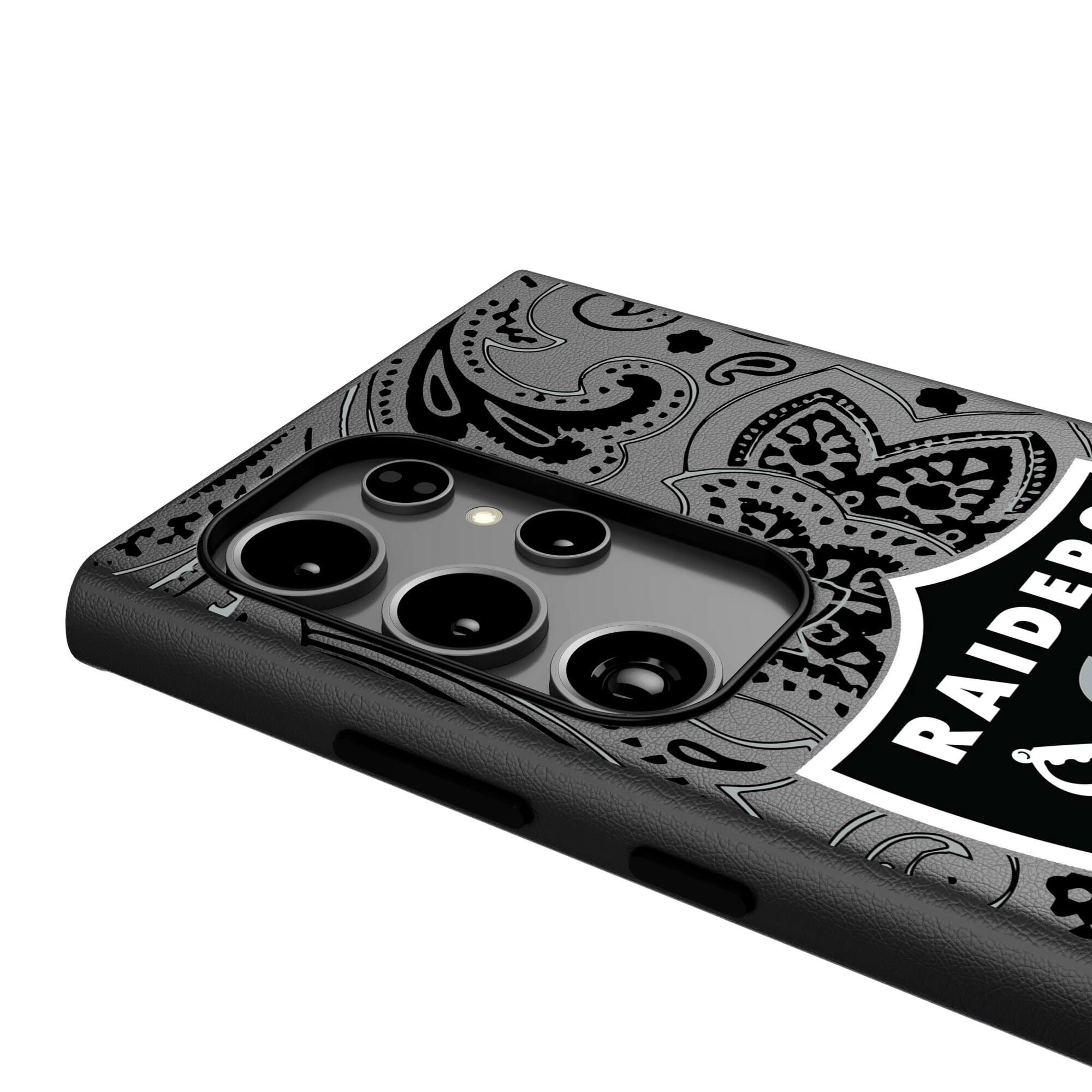 Alt View 2. Keyscaper - Las Vegas Raiders Paisley Galaxy Magnetic Bump Case - S24 Ultra - Black.