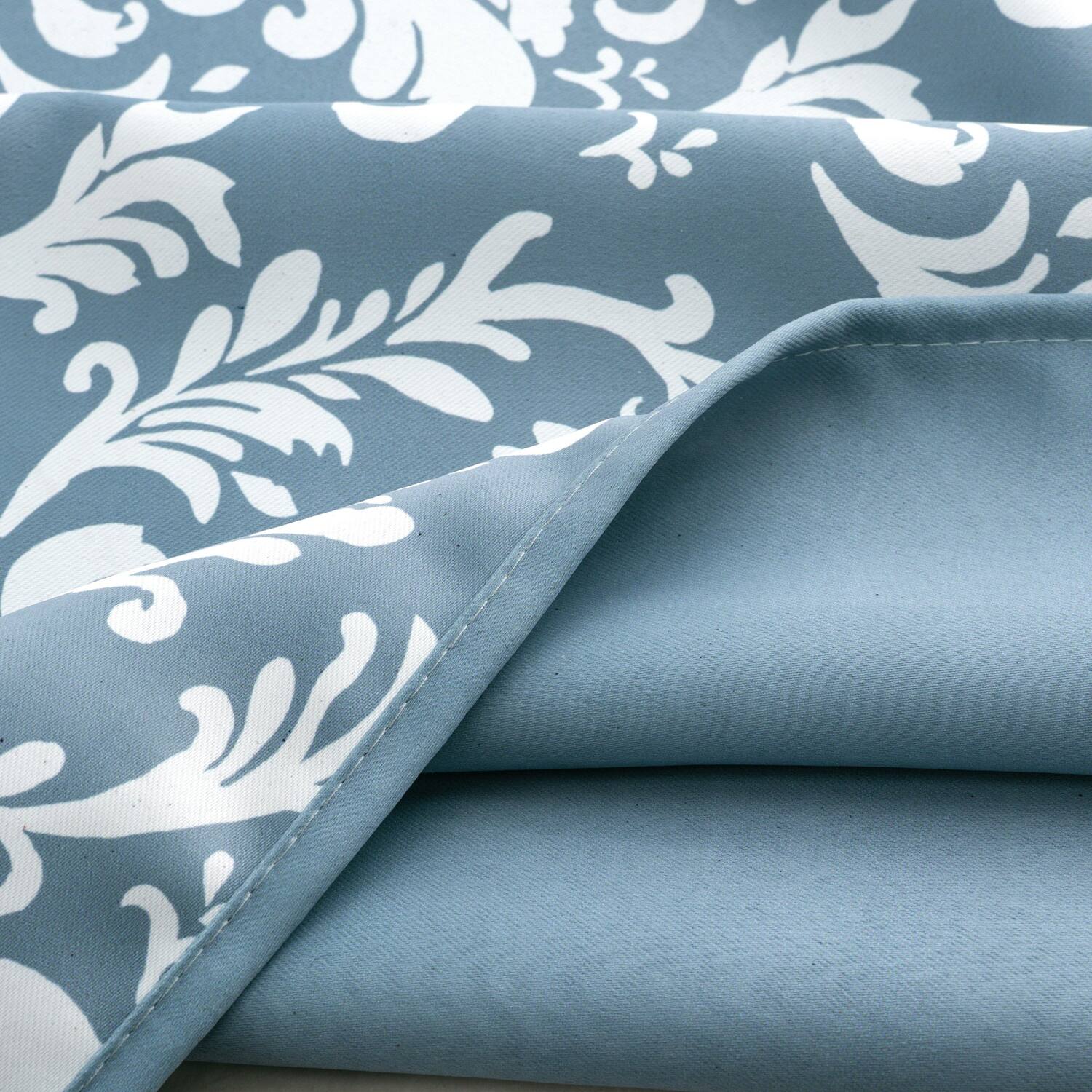Alt View 2. Olivia Gray - Olivia Gray 100% Polyester 190 GSM Cressida Reversible Blackout Grommet Curtain Panel 54" x 90" Blue - Blue.