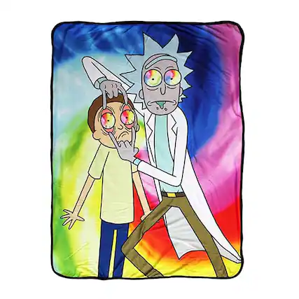 Front. Just Funky - Rick and Morty Spiritual Leader Rick 45 x 60 Inch Fleece Throw Blanket - Multi-Color.