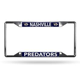 Rico Industries - Nashville Predators Hockey Chrome Metal 4-Corner Design License Plate Frame - Multi
