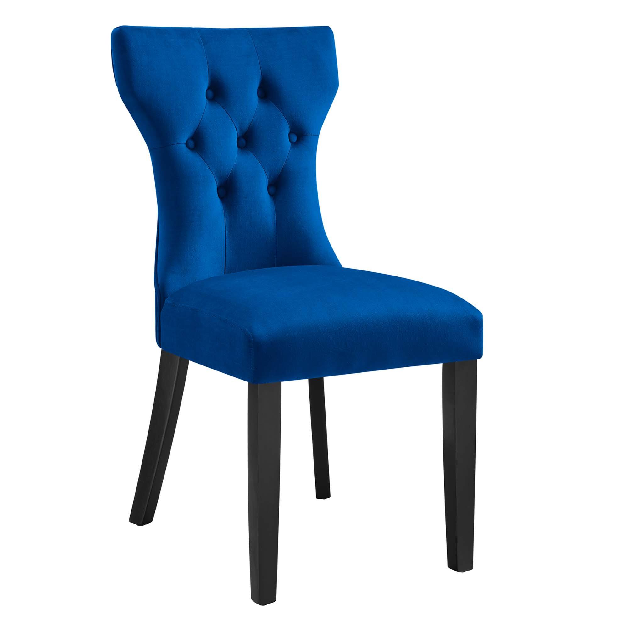 Alt View 1. Modway - Silhouette Performance Velvet Dining Chairs Set of 2 by Modway - Navy.