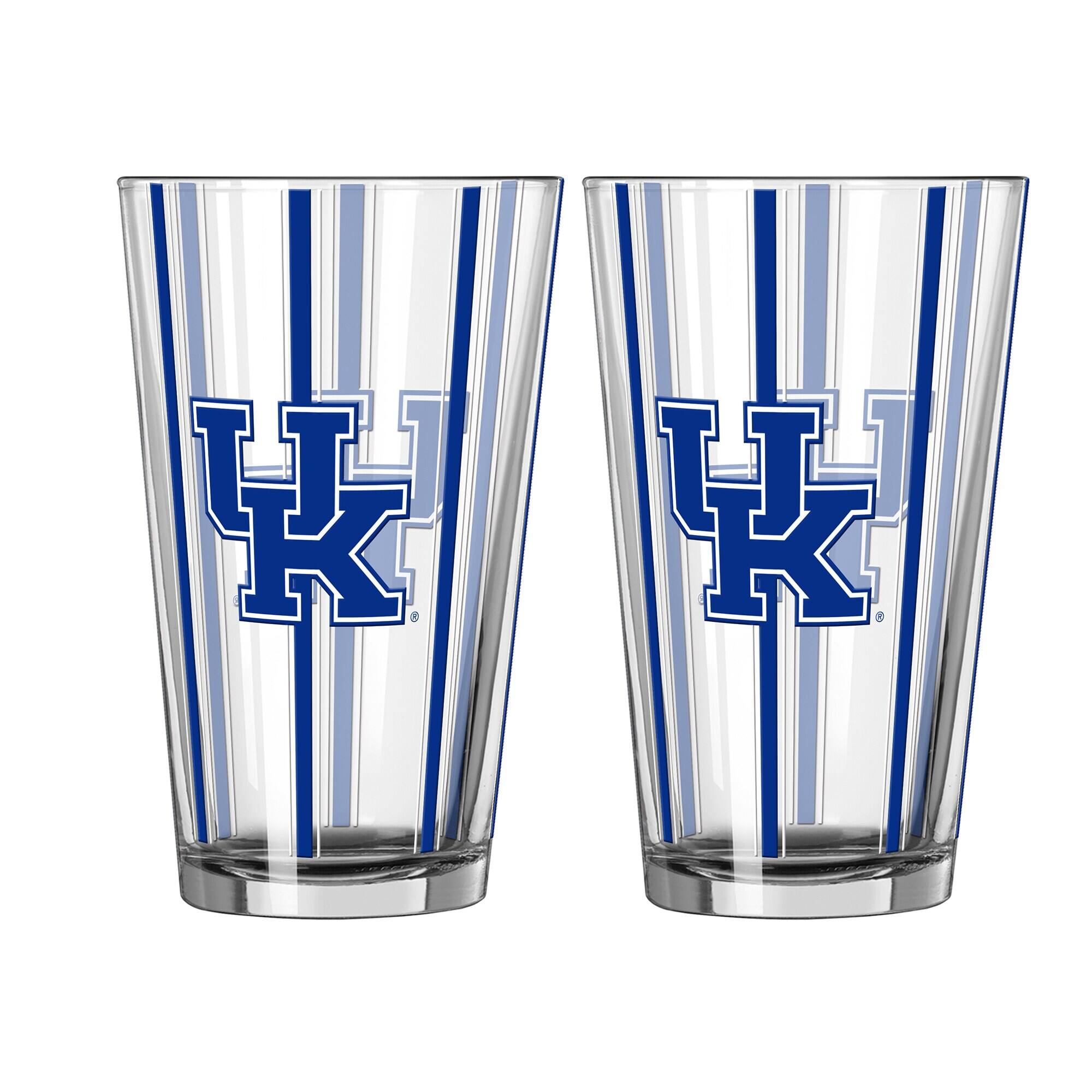 Logo Brands - Kentucky Wildcats Two-Piece 16oz. Striped Pint Glass Set - Multicolor