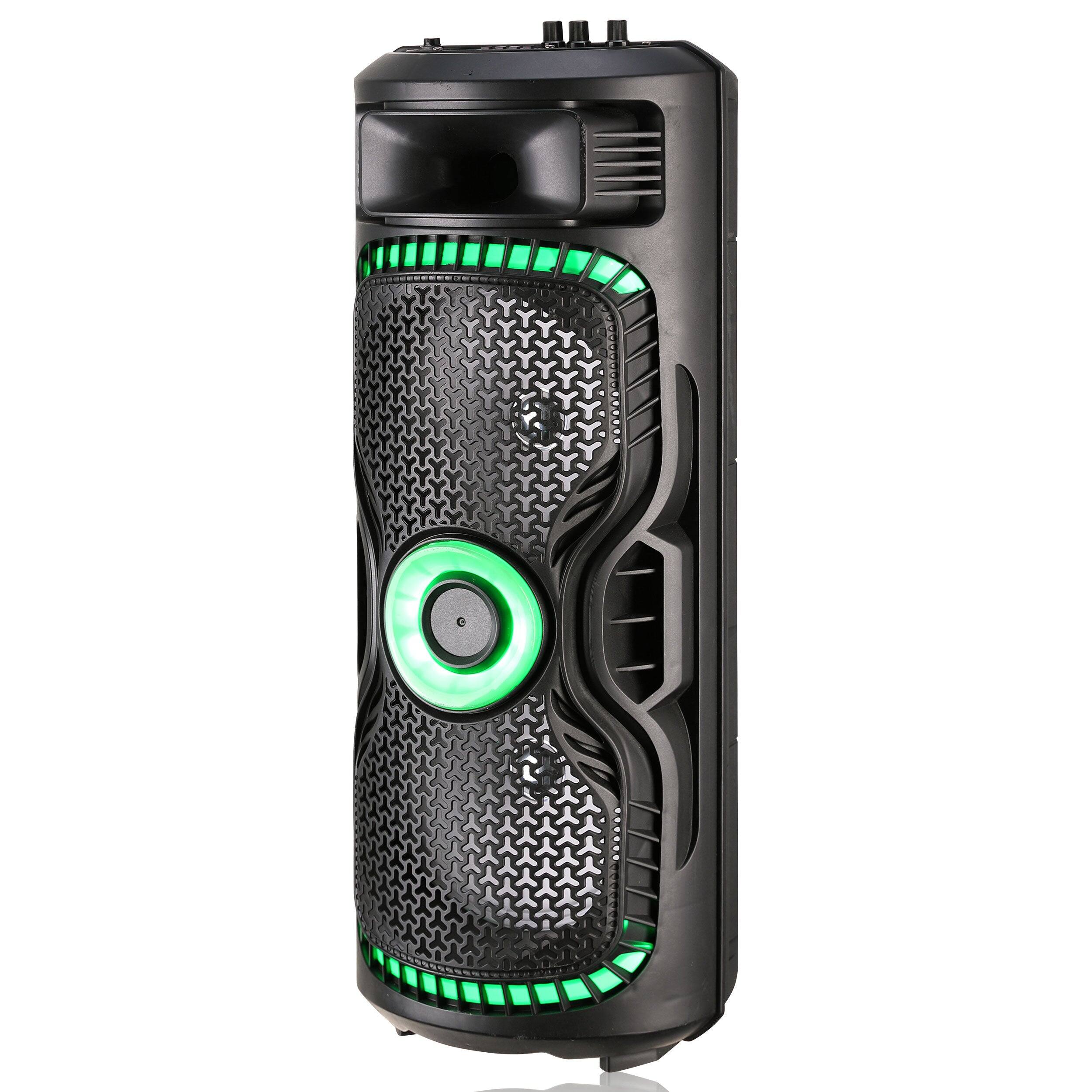 Angle. TopTech - BRAZE-8 Dual 8" Bluetooth Party Speaker with Disco Lights & Rechargeable Battery - Black.