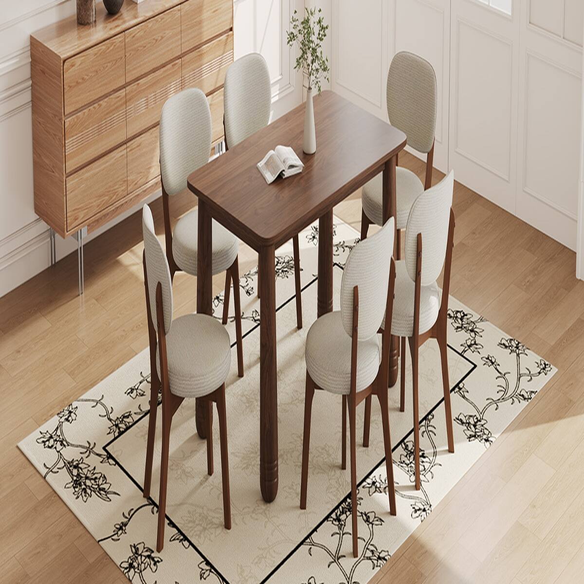 Alt View 9. Loheer - Loheer 63 inch solid wood dining table, walnut finish, rectangular kitchen dining table - Walnut.