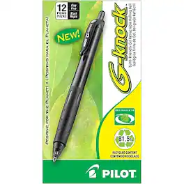 Pilot - G-Knock BeGreen Retractable Gel Pens, Fine Point, Dozen - Black Ink