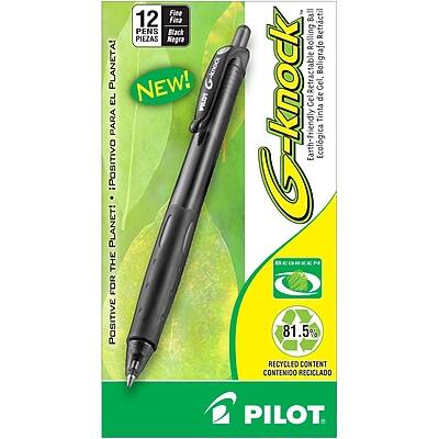 Sure, here is the corrected and grouped text:

**Front of the Box:**
- **12 Pens**
- **Black**
- **Planet!**
- **NEW!**
- **Positive for the Planet!**
- **Earth-Friendly**
- **Ecológica**
- **81.5% RECYCLED CONTENT**
- **Contenido Reciclado**
- **Pilot**

**Side of the Box:**
- **G-Knock**
- **Ball Rolling Retractable Gel Pen**
- **G-Knock Ball Rolling Retractable Gel Pen**
- **Earth-Friendly Gel Ink**
- **Tinta Ecológica**
- **BEGREEN**

**Bottom of the Box:**
- **Pilot**