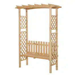Outsunny - Outdoor Garden Bench Arch Pergola with Fir Wood Build, Protective Varnish - Natural