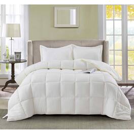 Hivvago - King Size 3 Piece Microfiber Reversible Comforter Set - Off White