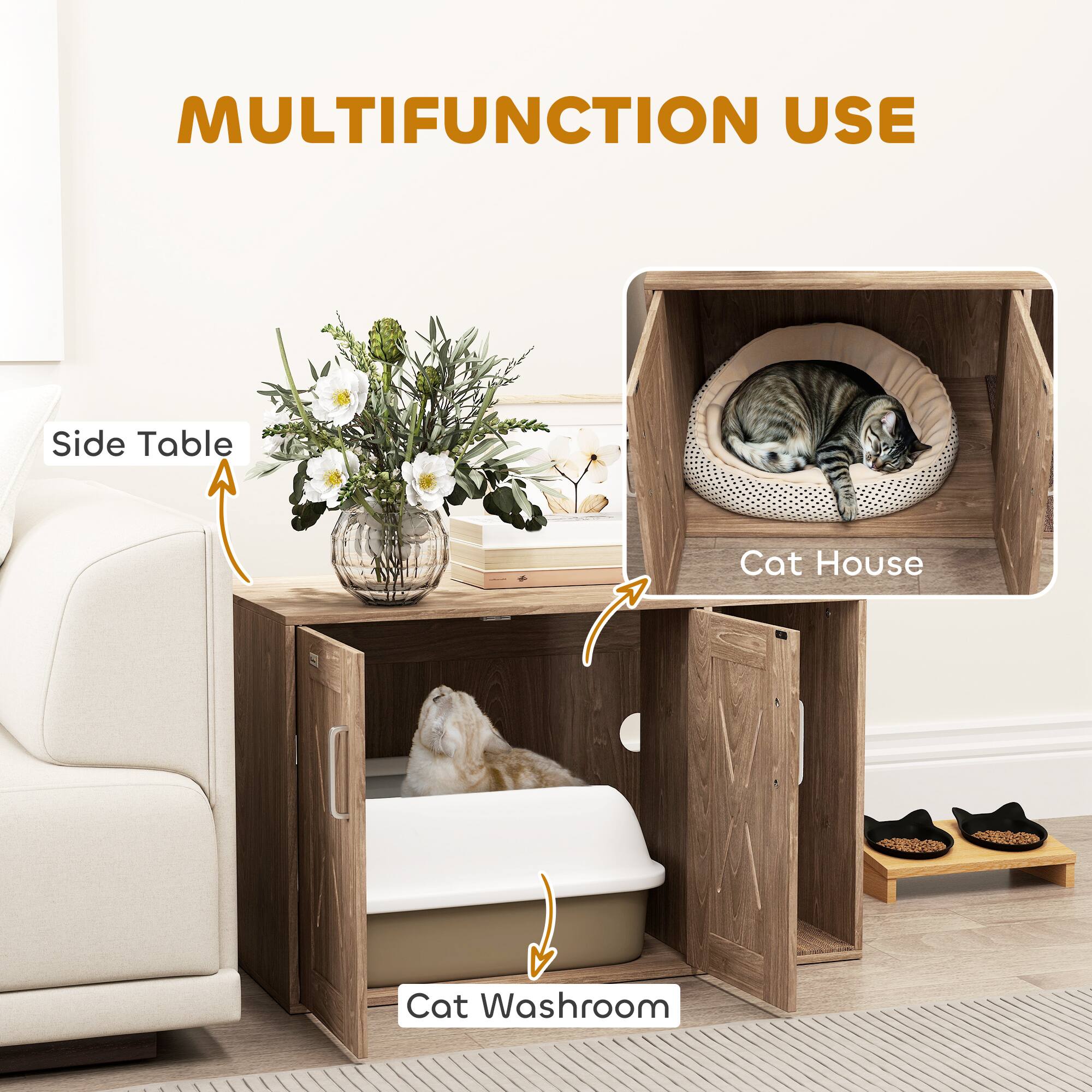 MULTIFUNCTION USE

Side Table

Cat House

Cat Washroom