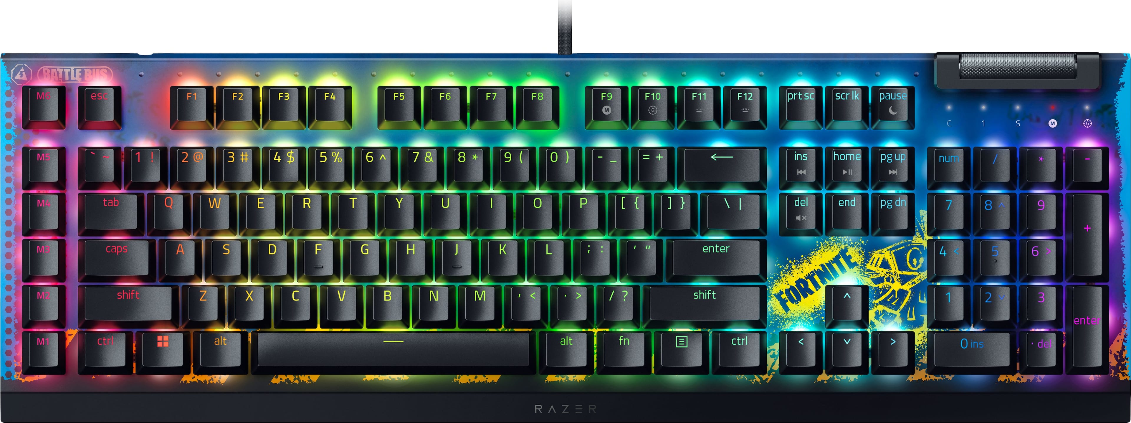 Razer - BlackWidow V4 X Full Size Wired Mechanical Green Clicky Switch Gaming Keyboard with Chroma RGB Backlighting - Fortnite Edition - Front_Zoom