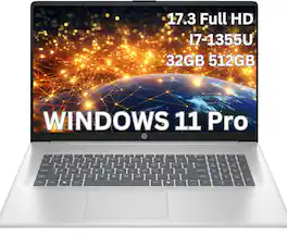 HP - Upgraded - 17.3'' Full HD laptop-Intel Core i7 1355U,32GB, 512GB SSD ,Numeric Pad, Windows 11 Pro - Silver