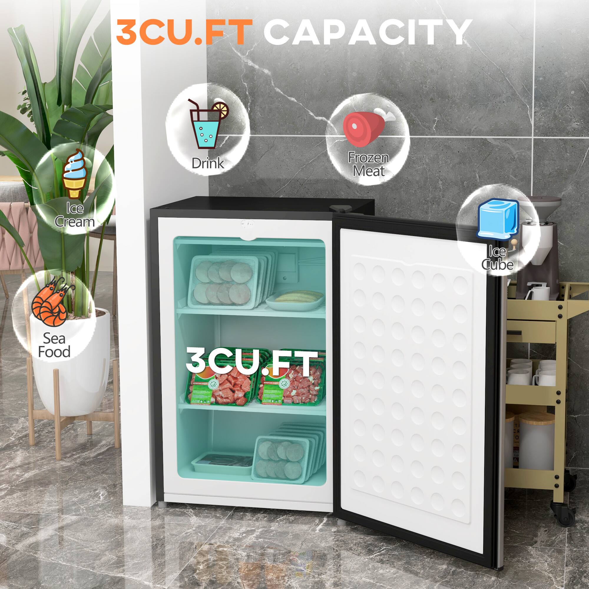 3CU.FT CAPACITY

Drink
Frozen Meat
Ice Cream
Ice Cube
Sea Food

3CU.FT