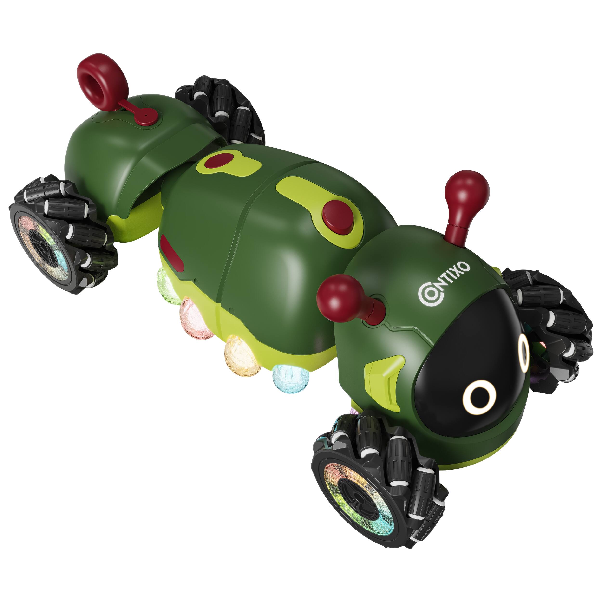 Angle. Contixo - RC1 Mech Stunt RC Caterpillar Car with 2.4GHz Remote, 360° Spins, LED, Mist Spray, All-Terrain.