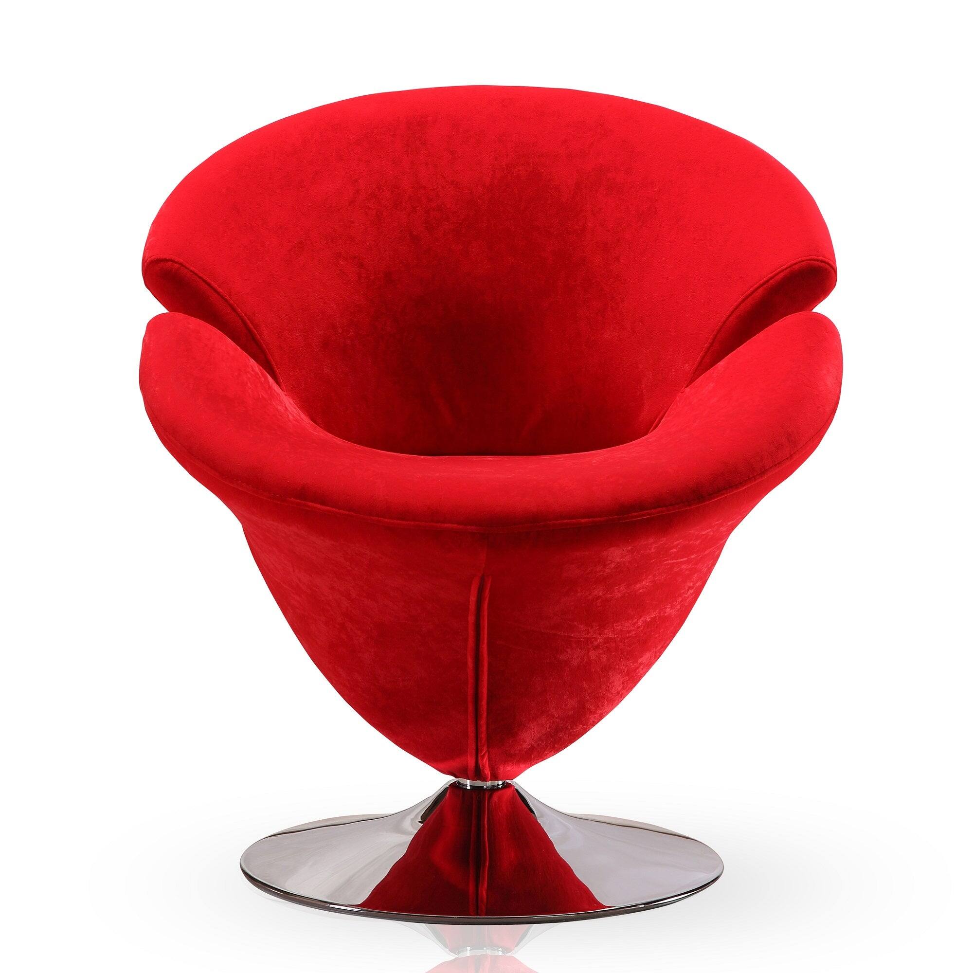 Back. Manhattan Comfort - Tulip Modern Velvet Swivel Lounge Chair - Red.