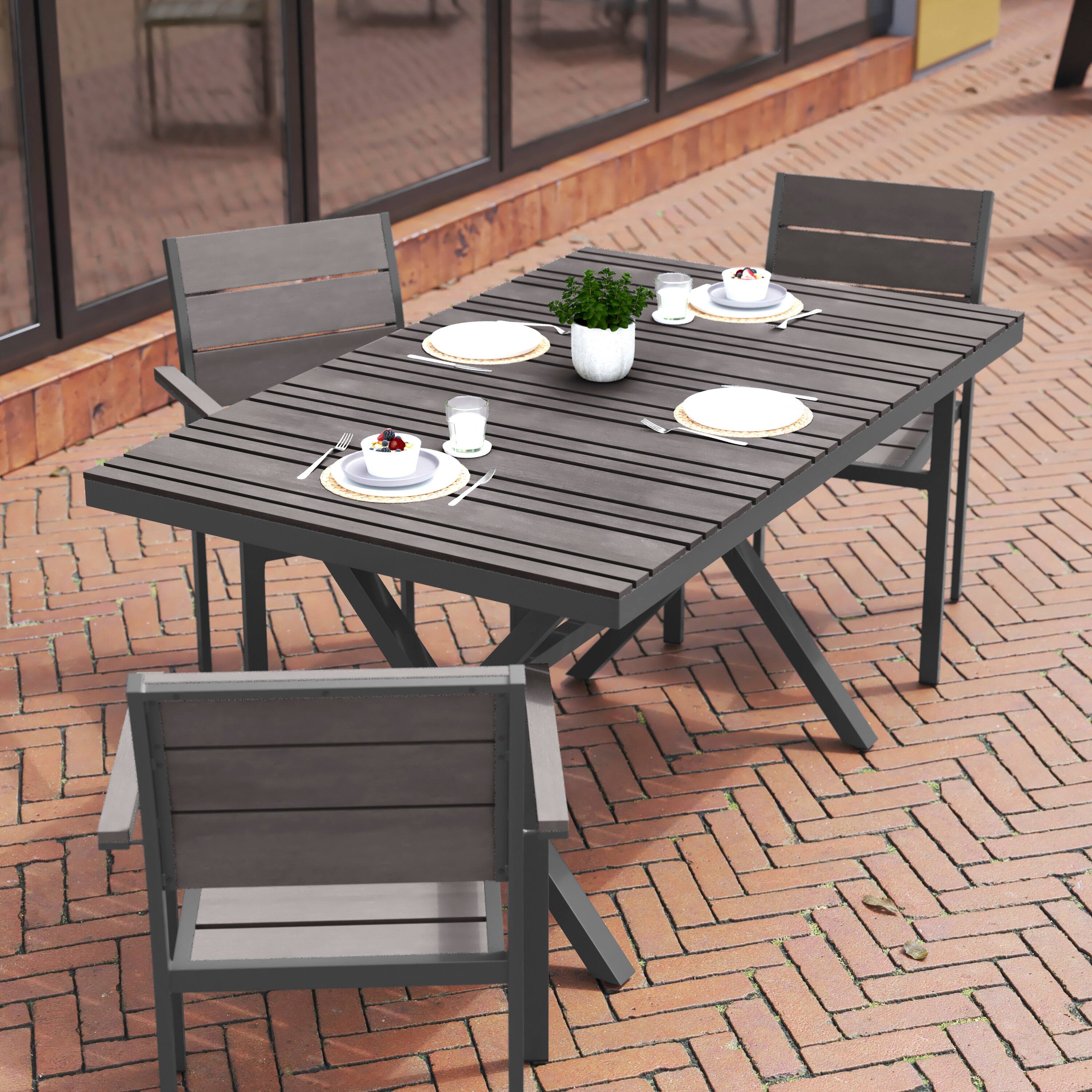 Alt View 2. Flash Furniture - Finch Commercial Grade X-Frame Outdoor Dining Table 59" x 35.5" with Faux Teak Poly Slats and Metal Frame, Gray/Gray - Gray.