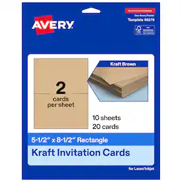 Avery - Printable Invitation Cards, 5.5" x 8.5", Kraft 20ct - Brown