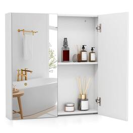 Costway - 24.5" x 42.5" Bathroom Wall Cabinet with Double Mirrored Doors & Adjustable Shelf - White