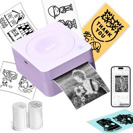 Nelko - PM230 Portable Bluetooth Thermal Sticker Printer with 2 rolls 54mm*3.5m - Purple