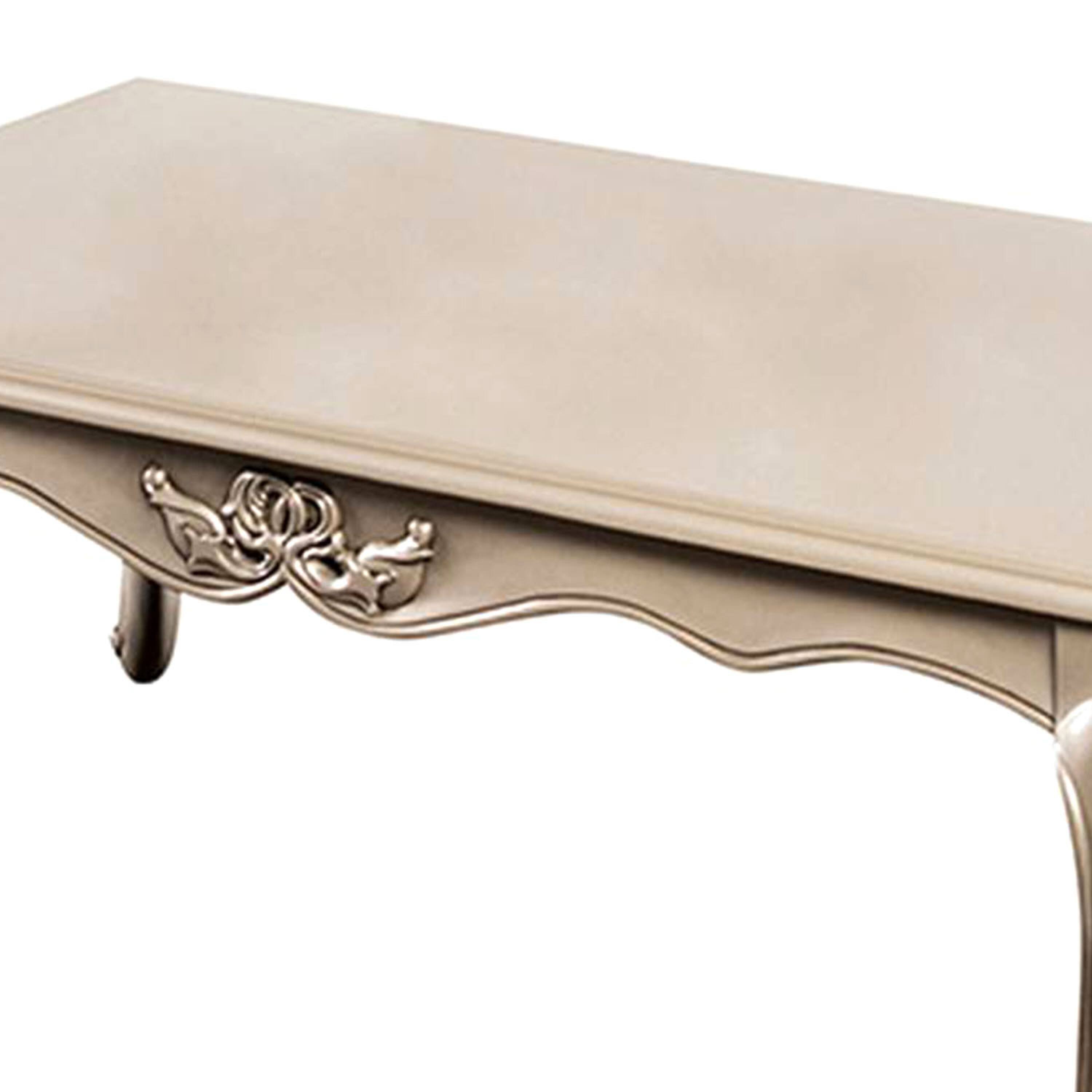 Alt View 1. Manhattan Lane - Ery Coffee Table, Champagne Wood Frame, Carved Details, 48 Inch - Champagne, Gold.