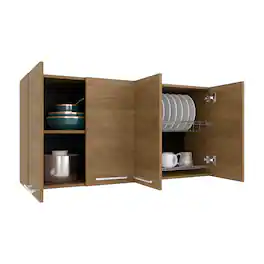 TuHome - 120 Wall Cabinet, Four Doors, Two Cabinets, Two Shelves, Natural Oak - Beige