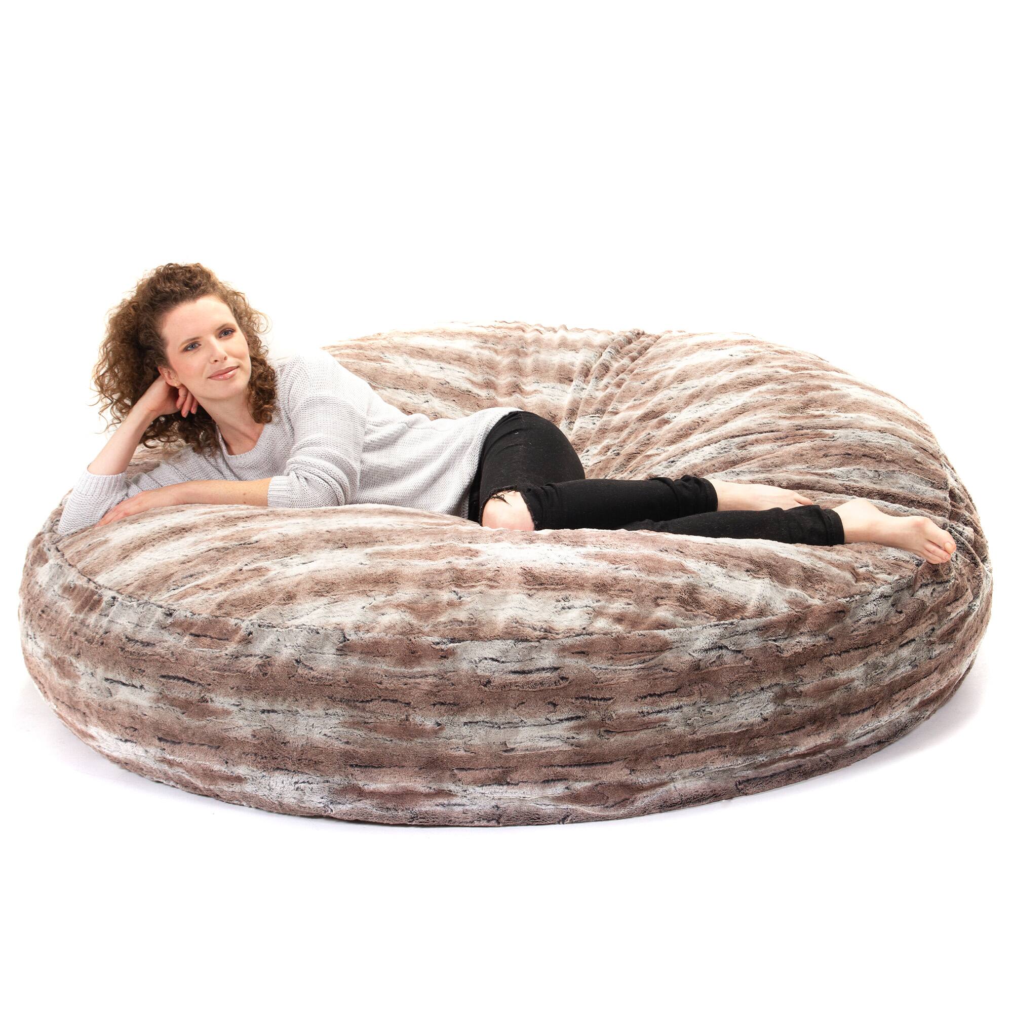 Angle. Jaxx - Jaxx 6 Foot Cocoon 2-in-1 Convertible Large Bean Bag Chair for Adults Mountain Fox - Premium Luxe Fur - Mountain Fox.