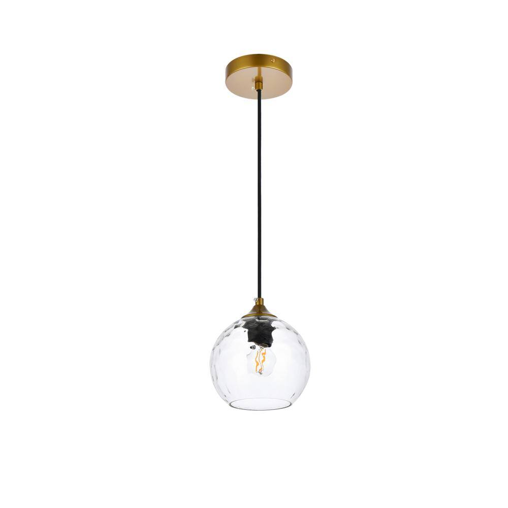 Back. Living District - Cashel 6 inch brass pendant - Brass And Clear.