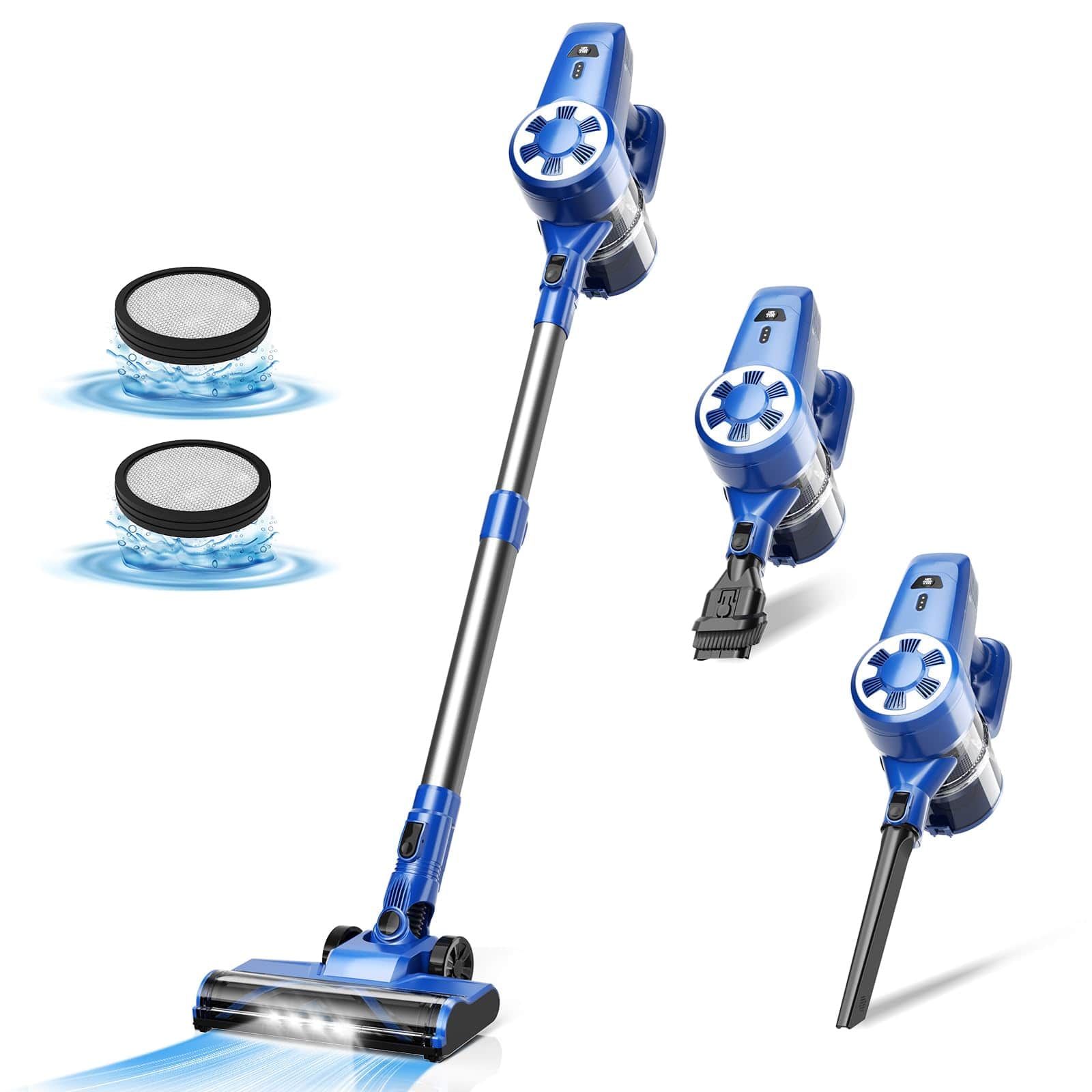 Front. UMLO - N3S Cordless Vacuum Cleaner for Home, Ultra-Lightweight with 2200 mAh Battery, 40 Mins Max Runtime, Rechargeable Vacuum - BLUE.