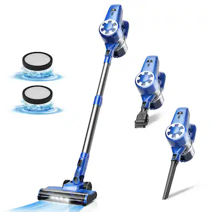 Front. UMLO - N3S Cordless Vacuum Cleaner for Home, Ultra-Lightweight with 2200 mAh Battery, 40 Mins Max Runtime, Rechargeable Vacuum - BLUE.