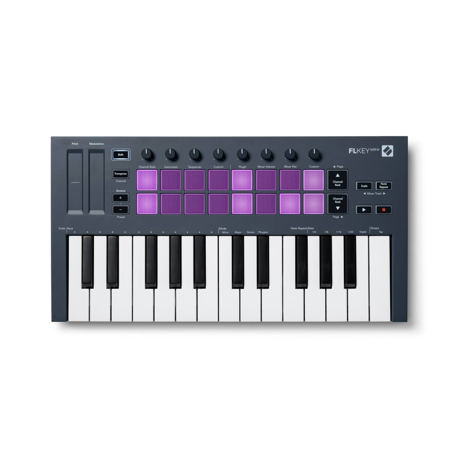 FLKEY MINI

Switch Modulation

Pitch Bend Channel Rack Instrument Sequencer Control

Tempo Channel Rack

Octave Channel Rack

Transpose Channel Rack

Scale Mode

Scale Mode

Pitch Bend Channel Rack

Mixer Volume Mixer Pan Control

Page Channel Rack

Scale Mode

Mixer Tracks

Page

Tempo

Note Repeat Rate

LFO 1

LFO 2

Modulation

Page