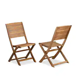East West Furniture - Beautiful Outdoor Patio Garden Wooden Camping Chairs - Brown