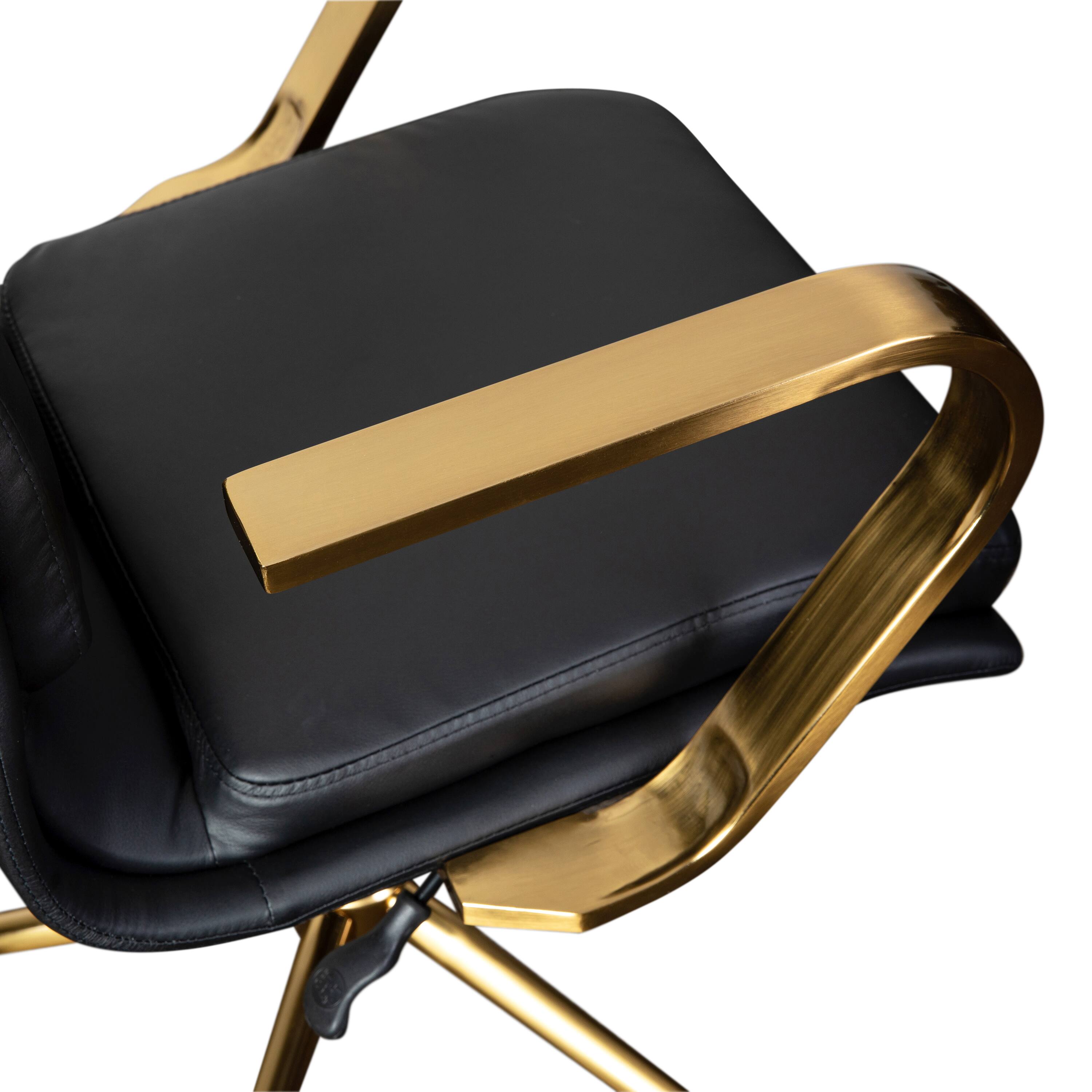 Alt View 10. Emma + Oliver - Ziva Modern Upholstered Mid-Back Home Office Chair with Arms and 5 Star Base - Black LeatherSoft/Gold Frame.
