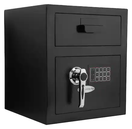 Front. Barska - Depository Safe with Digital Keypad-Steel Drop Safe for Cash & Mail-Dual PIN Access, Anti-Pry Hinges - Black.