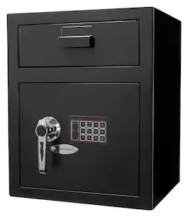 Barska - Digital Depository Safe with Drop Slot – Solid Steel Lock Box for Cash, Mail & Valuables, Dual PIN Access, Anti-Pry Door - Black
