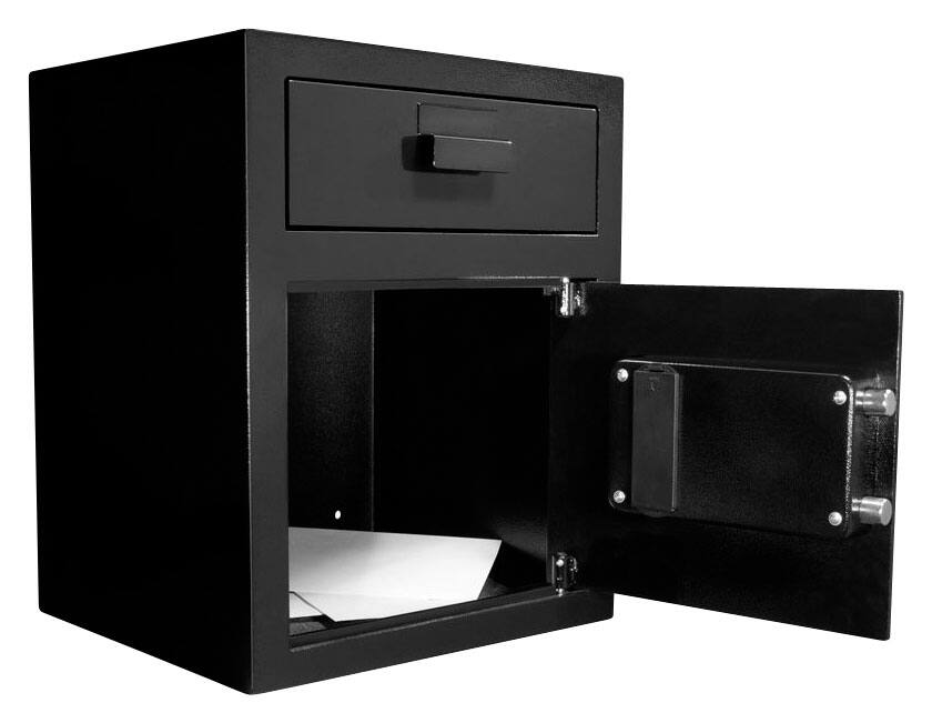 Alt View 11. Barska - Digital Depository Safe with Drop Slot – Solid Steel Lock Box for Cash, Mail & Valuables, Dual PIN Access, Anti-Pry Door - Black.