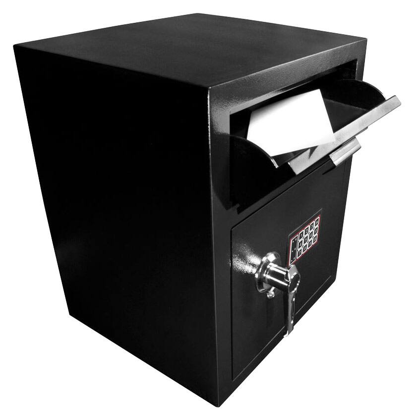 Alt View 12. Barska - Digital Depository Safe with Drop Slot – Solid Steel Lock Box for Cash, Mail & Valuables, Dual PIN Access, Anti-Pry Door - Black.
