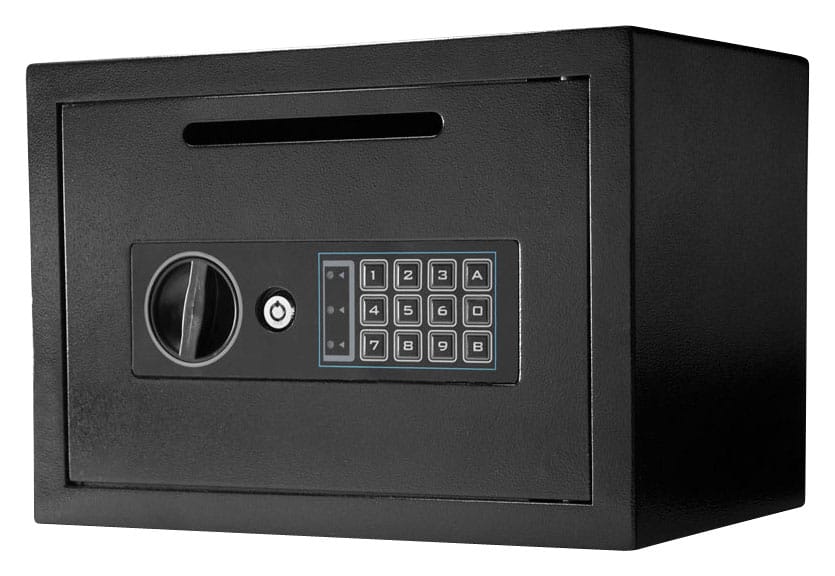 Barska - Digital Depository Safe – 0.57 Cu. Ft Front-Load Drop Safe for Cash & Mail with PIN Lock, Steel Body, Anti-Pry Hinges - Black - Front_Zoom
