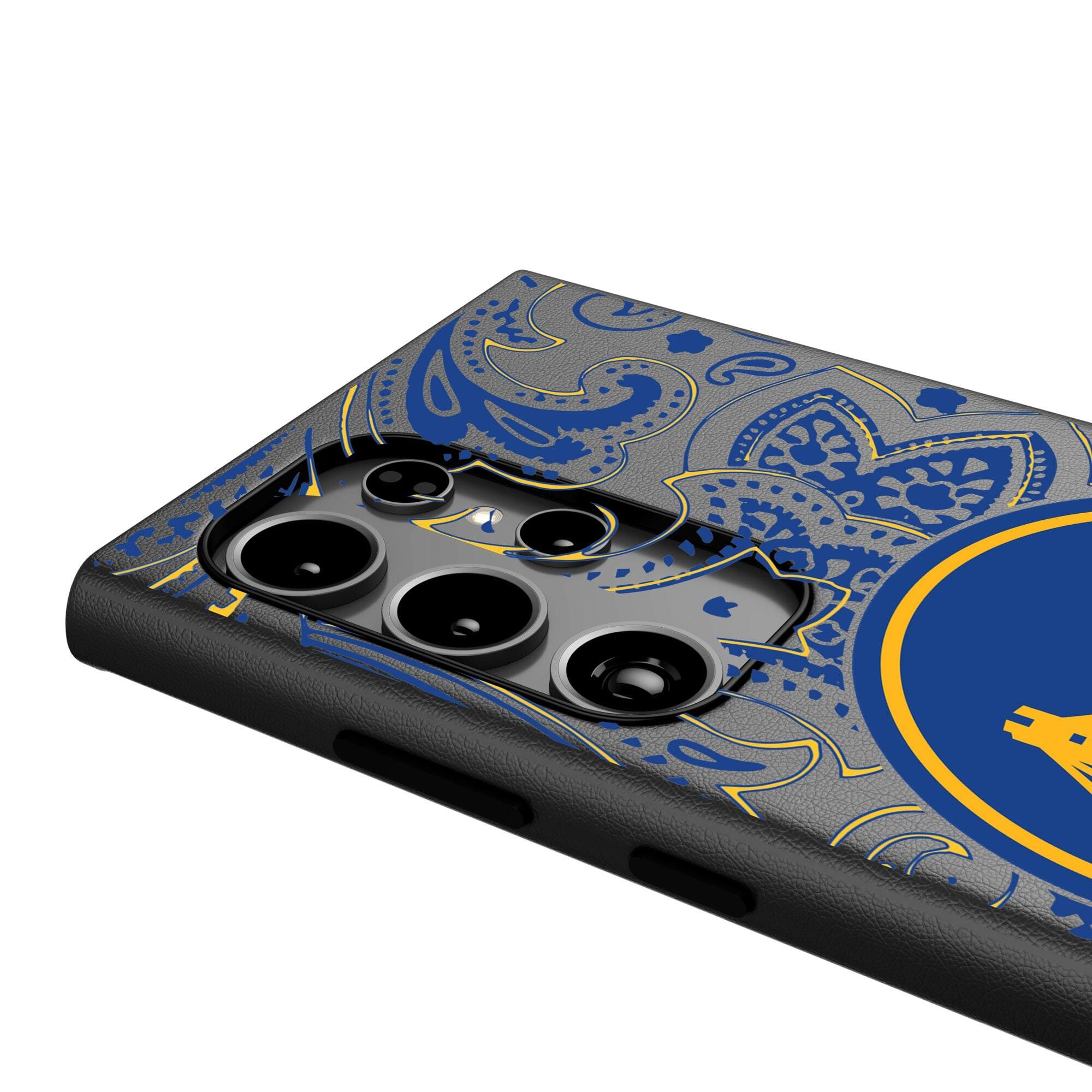 Alt View 3. Keyscaper - Golden State Warriors Paisley Galaxy Magnetic Bump Case - S25 Ultra - Black.