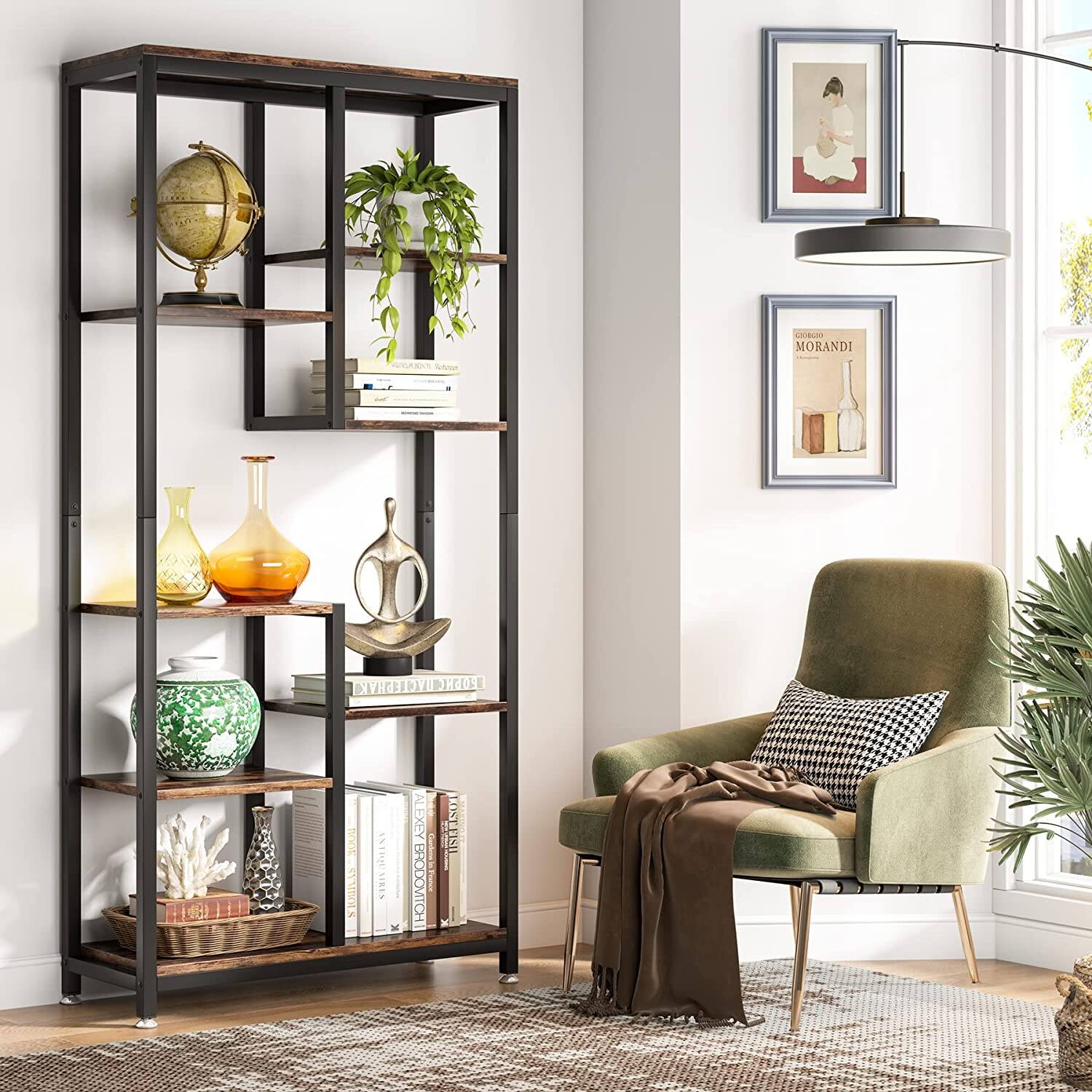 Tribesigns Industrial Bookshelf with Engineered Wood Construction and ...