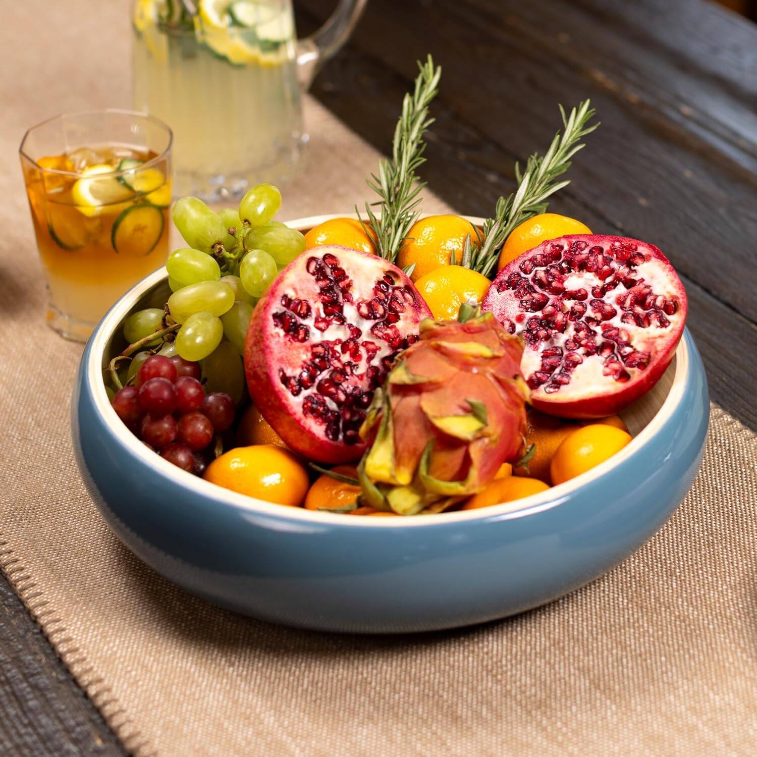 Alt View 3. Lexa - Bamboo Fruit Bowl, 12 Inch, Navy - Navy.