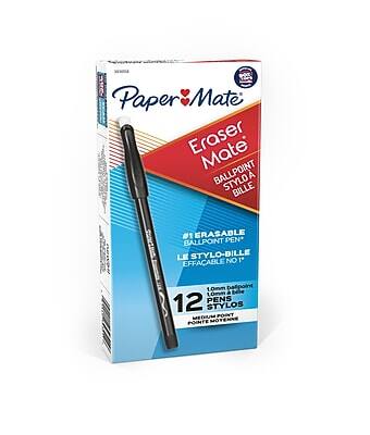 Paper Mate Eraser Mate BALLPOINT STYLO A BILLE #1 BRASABLE BALLPOINT PEN* LE STYLO-BILLE 1 EFFACABLE NO 1 0.7mm balpoint 1 t0mm a bee 12 PENS STYLOS nM POINTE MOTEMNE