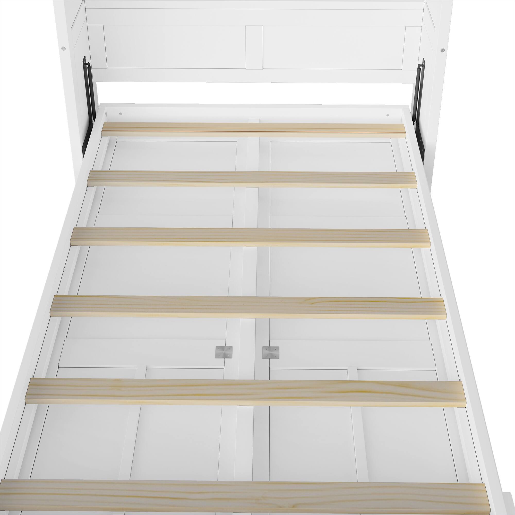 Alt View 1. Whisen - Twin Size Murphy Bed with Cabinet, Wood & MDF Foldable Guest Bed, Space-Saving Furniture - White.