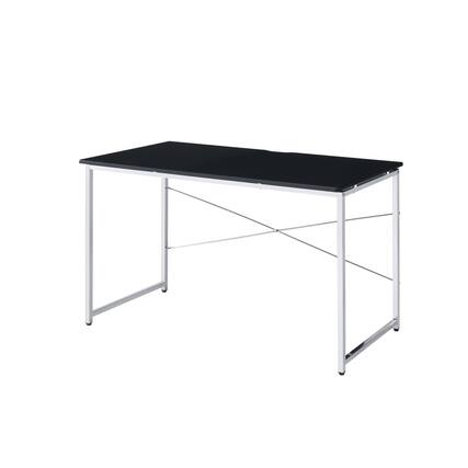 Front. Manhattan Lane - Writing Desk with X Shaped Crossbar Support, Black and White - White, Black.